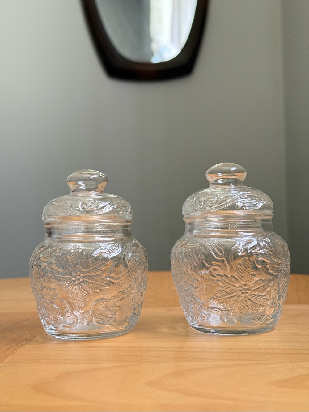 Set of 2 Vintage Clear Crystal 4" Spice Jars by Princess House Fantasia